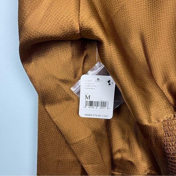 Free People Aurora Satin Blouse Tiger Eye - Picture 7 of 10